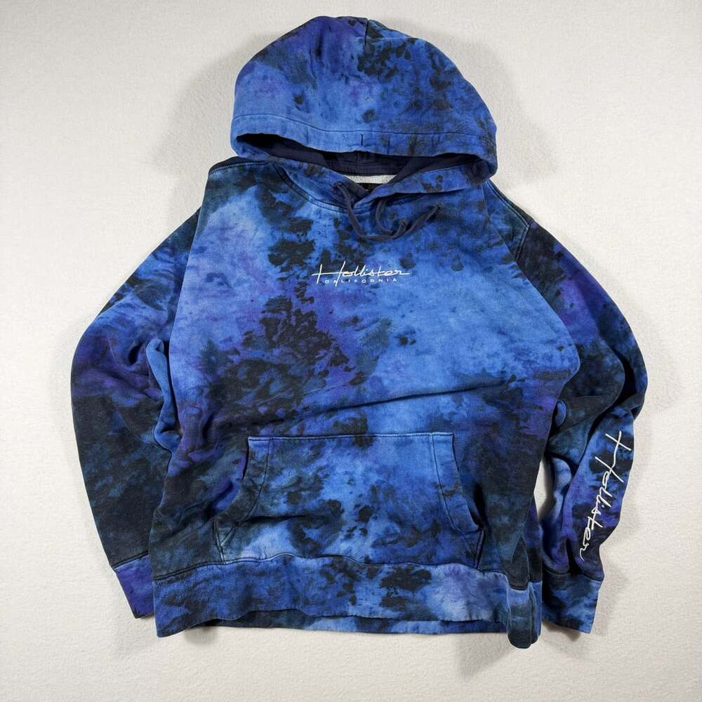Hollister Must-Have Collection Blue Tie Dye Pullover Hoodie Men's Size M